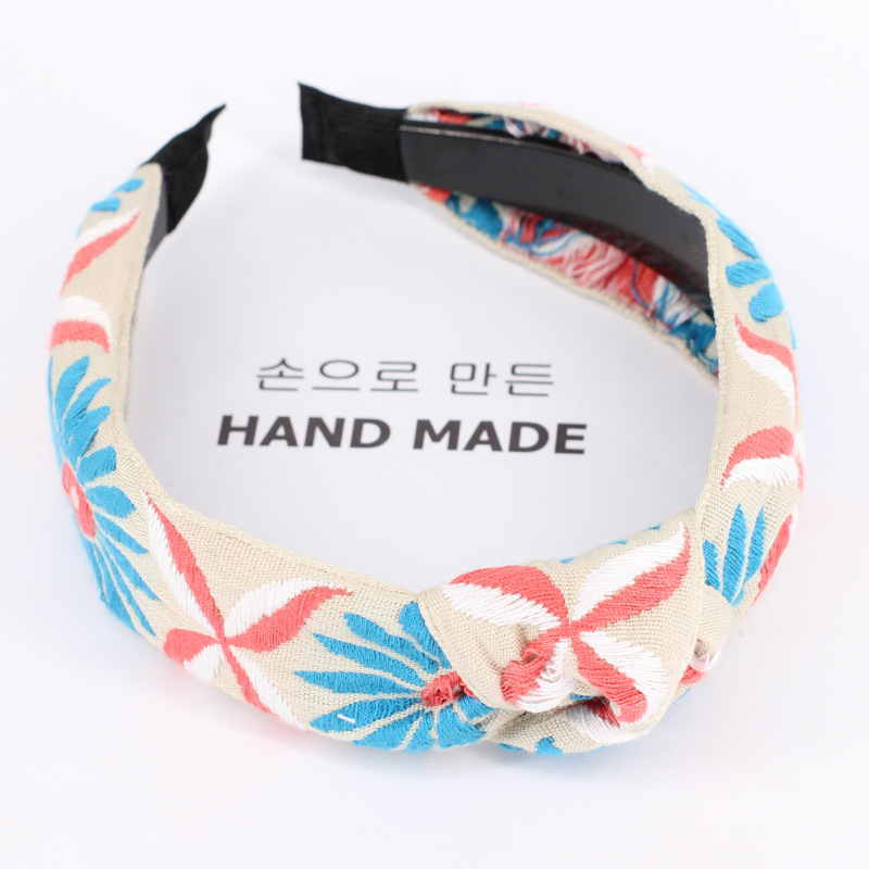 Headdress Retro Bohemian Totem Embroidery Ethnic Style Knotted Headband 3Style - Shop at LoveMi