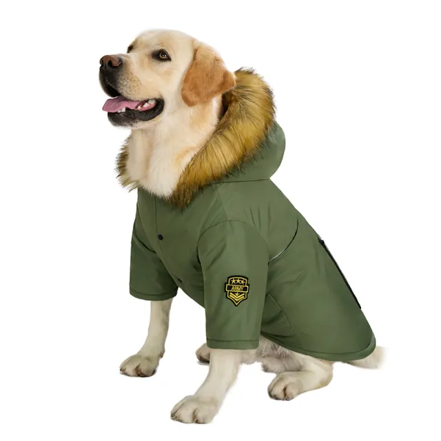 Dog Clothes Autumn And Winter Large Dog Down Jacket Green - Shop at LoveMi