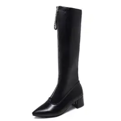 Autumn and winter boots leather boots - Black - View 1