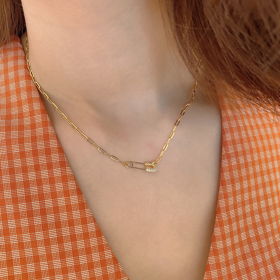 Sterling silver and golden pin chain necklace