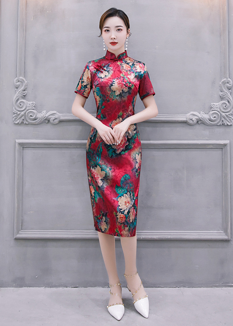 Vintage Jacquard Imitation Fragrant Cloud Yarn Cheongsam