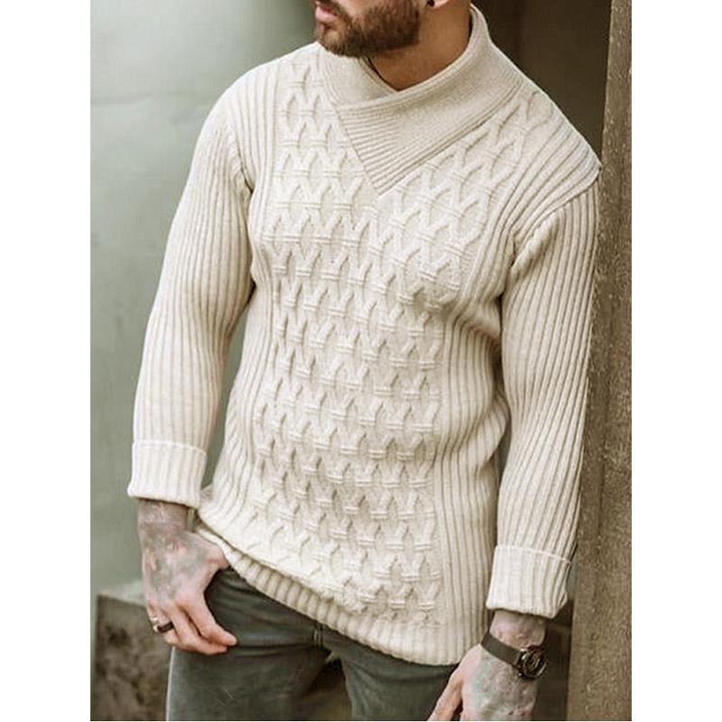 Youth Slim-Fit Sweater Long-Sleeved Check Jacquard Turtleneck Sweater