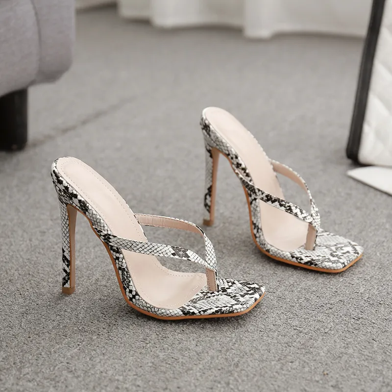 Square head high heel sandals and slippers - Serpentine-38