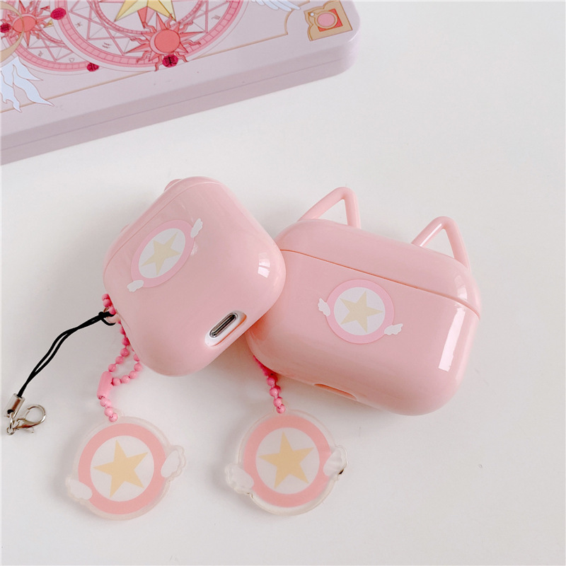 Compatible with Apple, Pink star earphone set