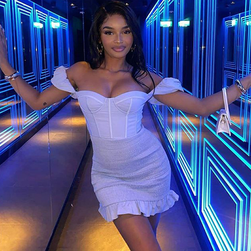 Square neck fish bone wrap hip dress