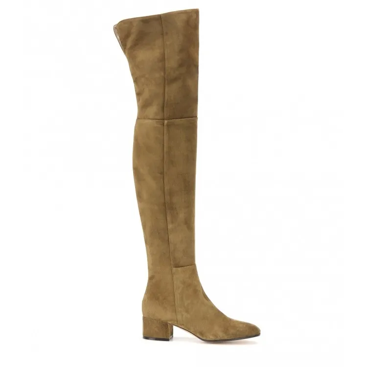 Mid-heel over the knee boots - Khaki