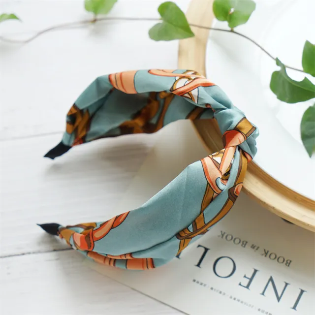 Retro Japanese Style knotted Headband Korean Print Green Chain - Shop at LoveMi