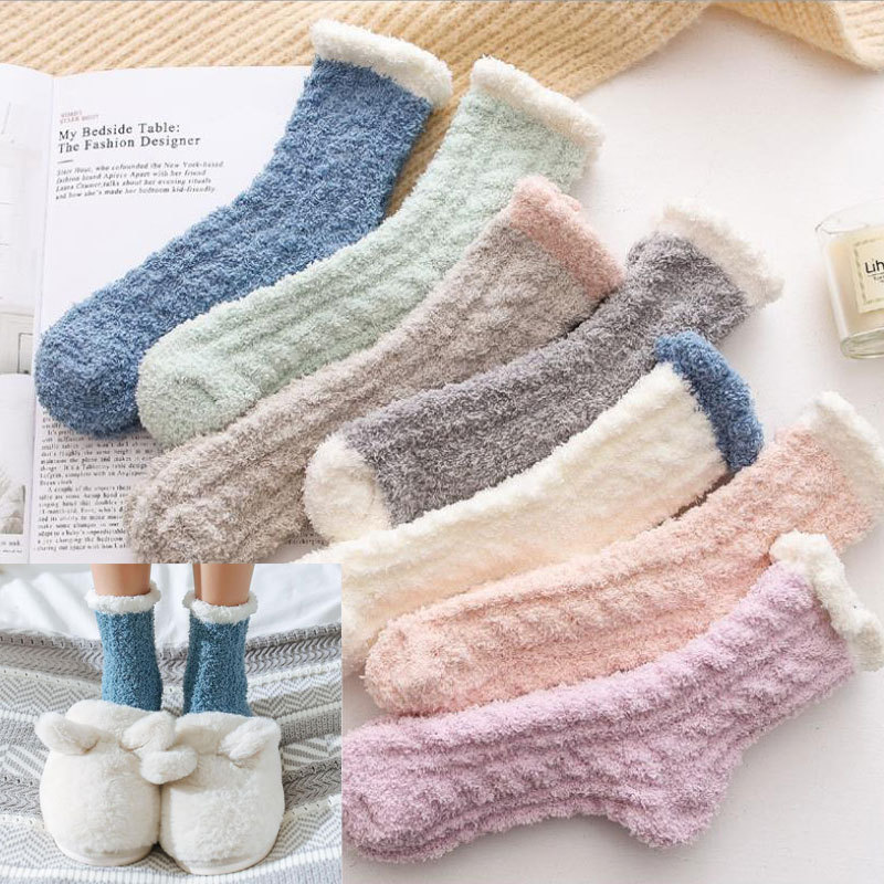 Coral fleece plus fleece floor socks