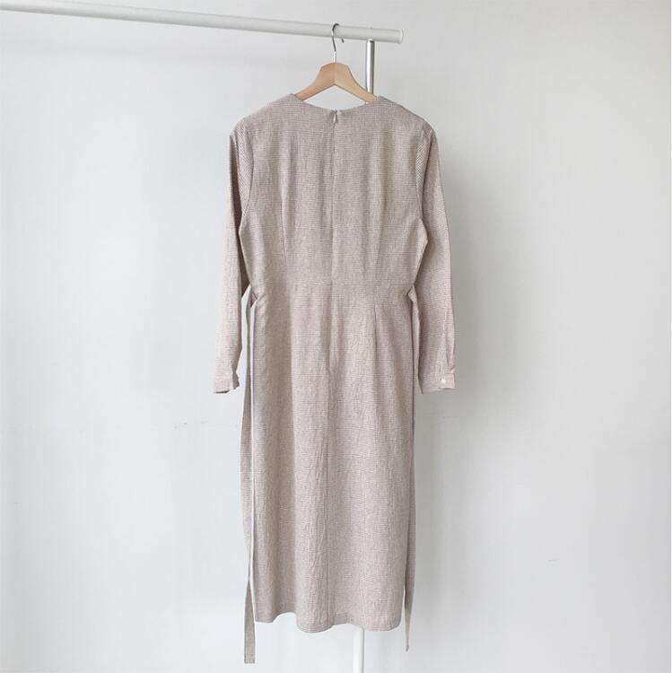 Korean Style Mid-Length Commuting Small Plaid Dress