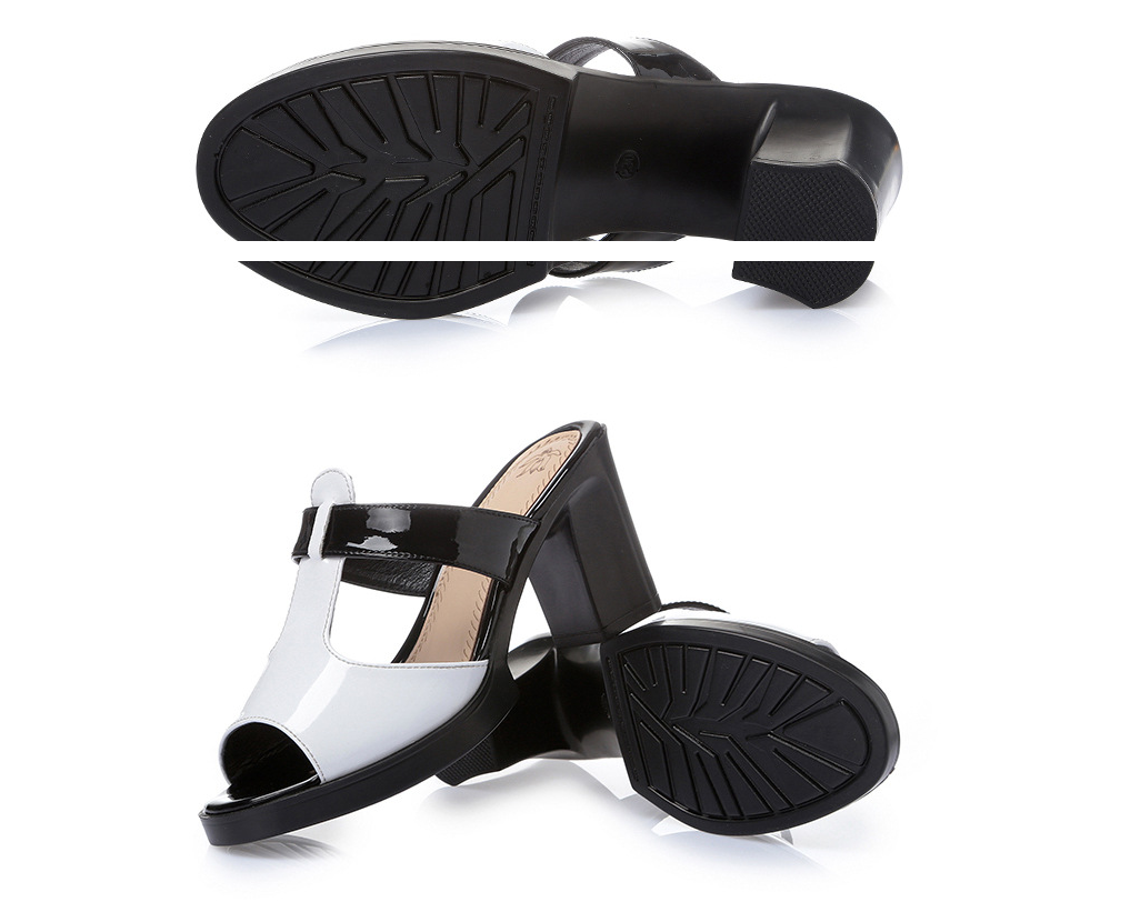 Spring and summer new women's sandals and slippers high-heeled thick with black and white with fashion tide shoes women's sandals