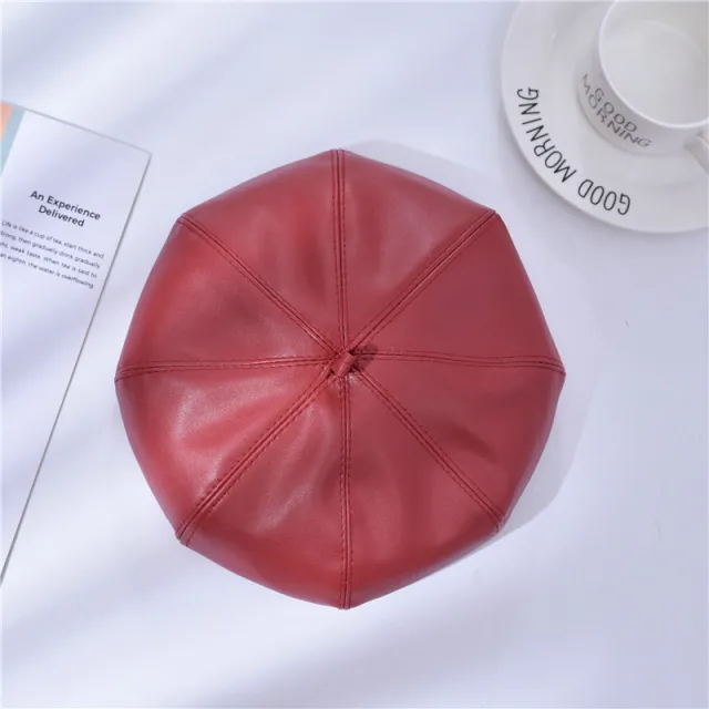 Pure color beret British retro octagonal hat Red - Shop at LoveMi