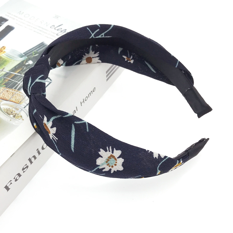 Trendy Headband Women's Fabric Printed Hair Accessories Navy Blue - Shop at LoveMi