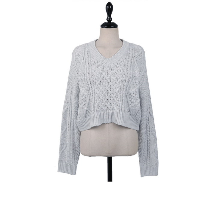 Twist v-neck long-sleeved pullover