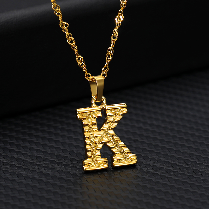 26 letters gold plated pendant necklace K - Shop at LoveMi