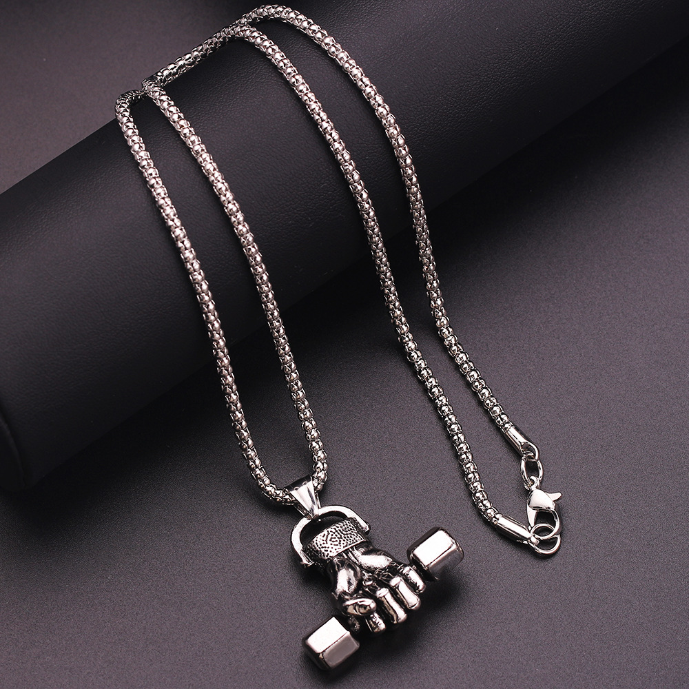 Gym dumbbell necklace