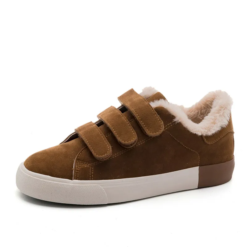 Plus velvet warm casual women's shoes - Taupe-36