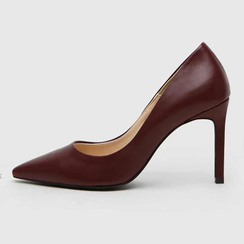 Shallow toe shoes fashion - Wine