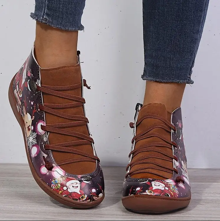 Christmas female short leather boots