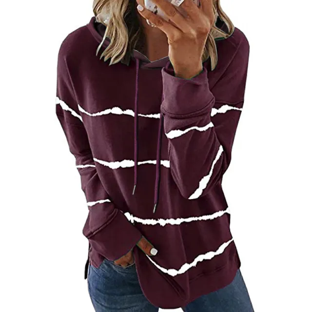 Women's loose hooded sweater Wine - Shop at LoveMi