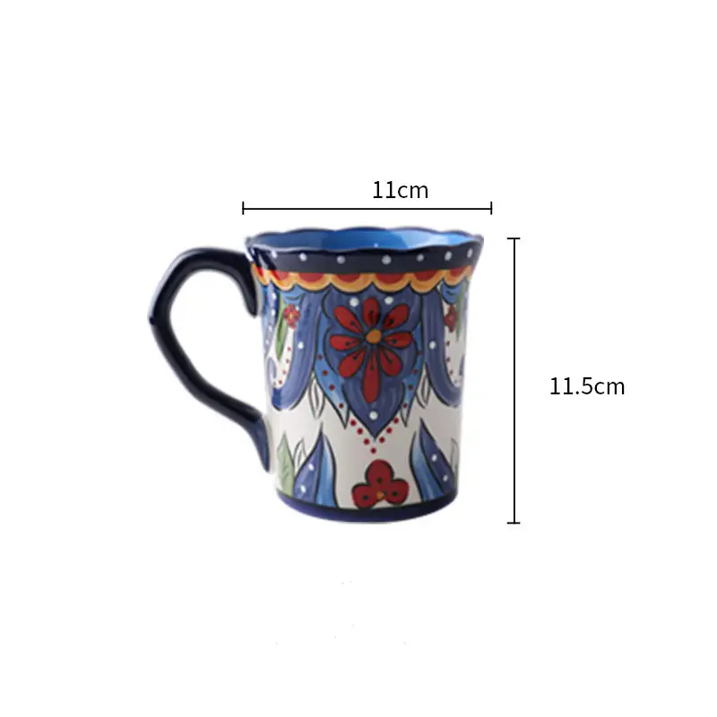 Boho Style Hand Painted Ceramic Coffee Cup
