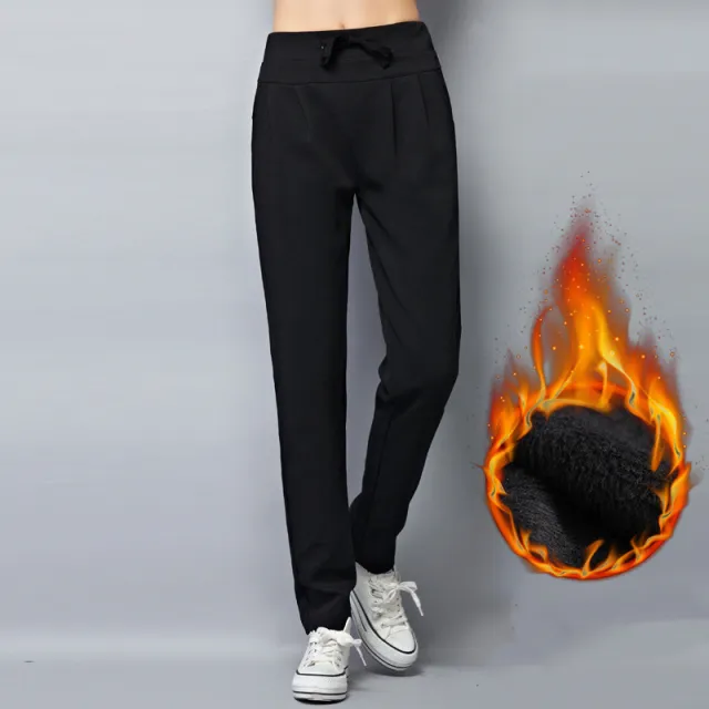 Plush padded sports sweatpants Black Plus Velvet - Shop at LoveMi