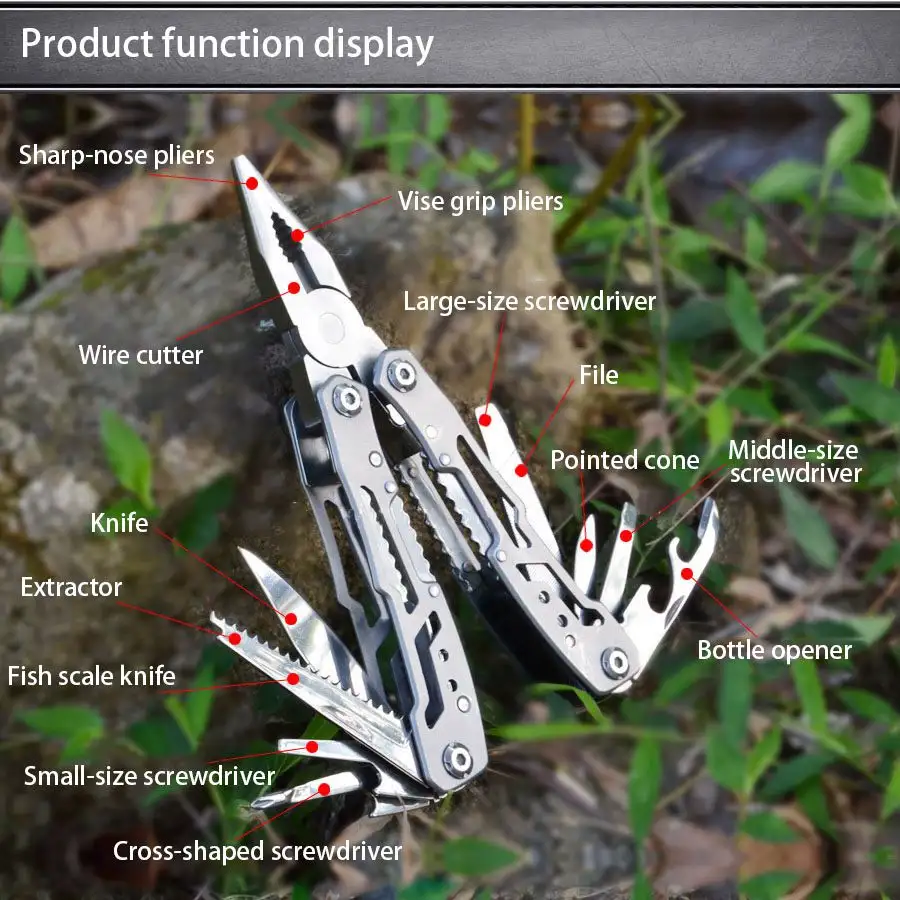 Folding multifunctional pliers