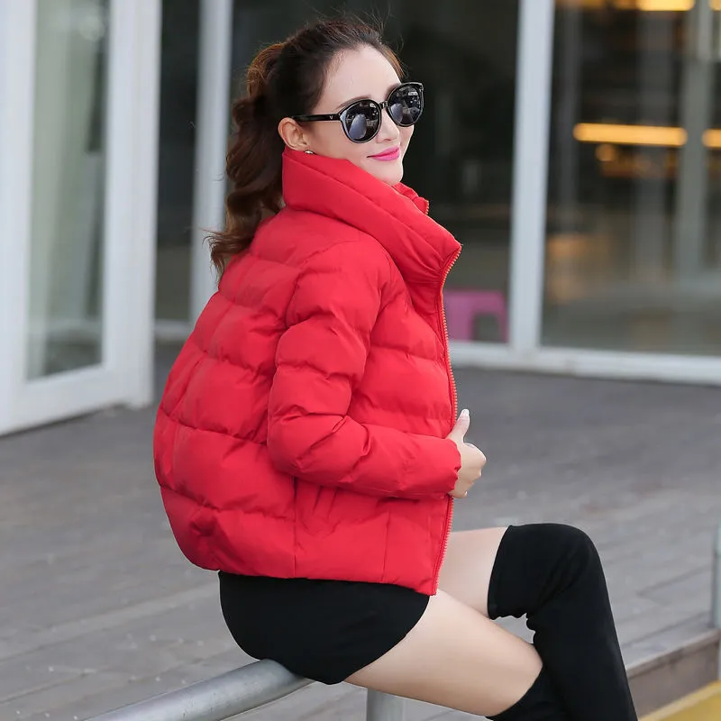 Fashionable warm short cotton coat - Red