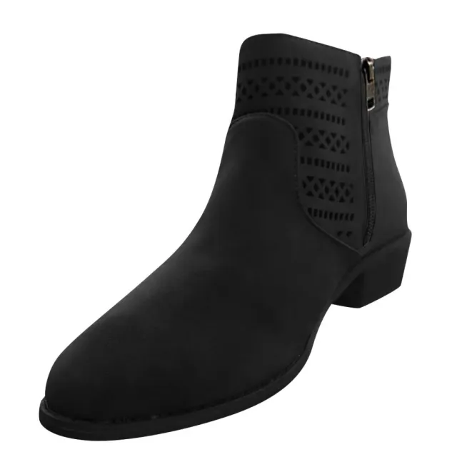 Women's plus size hollow thick heel Martin boots Black - Shop at LoveMi