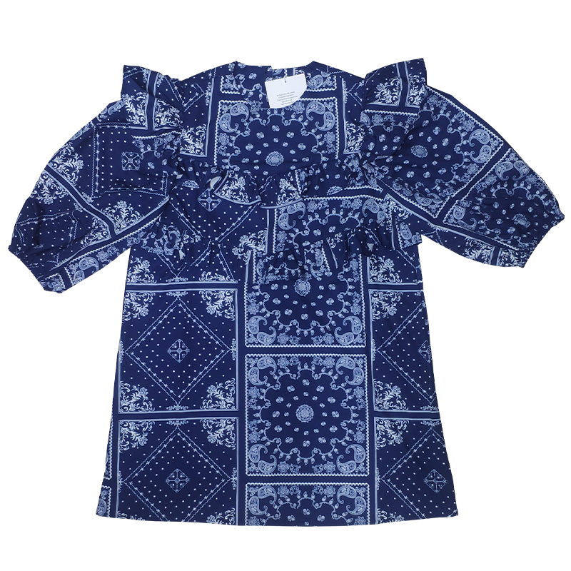 Spring Women's Ethnic Style Stitching Ruffle Dress