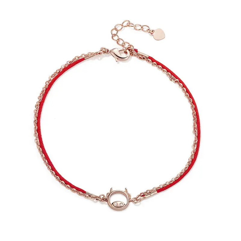 Copper plated rose gold natal year red rope