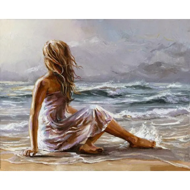 Digital Oil Painting DIY Figure Living Room Decoration 1215 Lace Girl - Shop at LoveMi