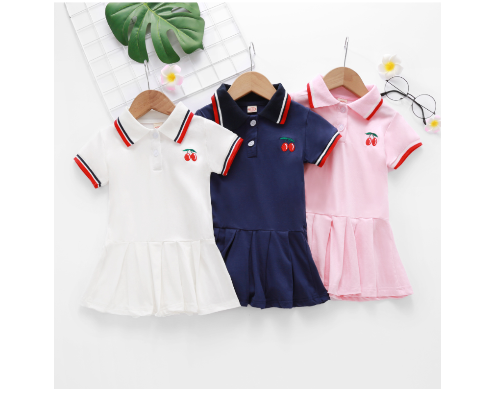 Children's Summer Girl's Pleated Short Sleeve Dress