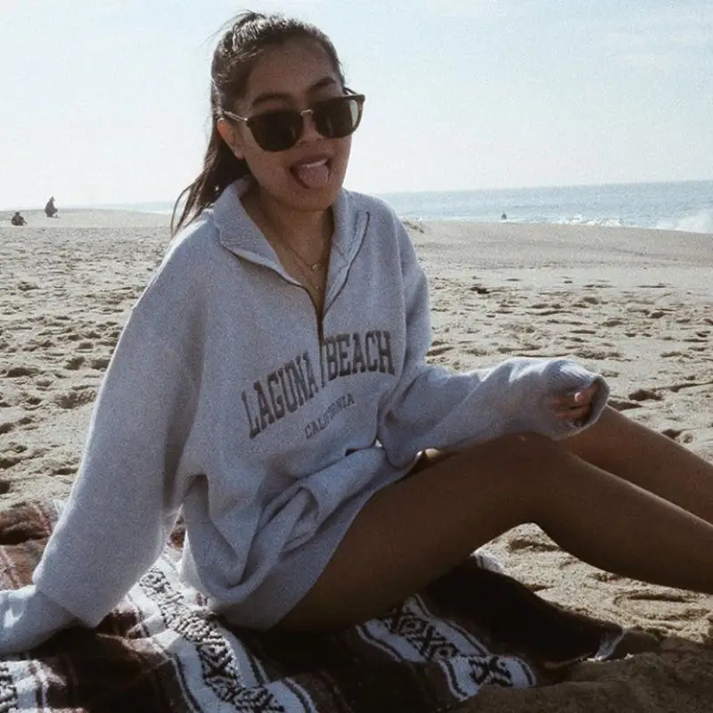 Embroidered zipper sweatshirt