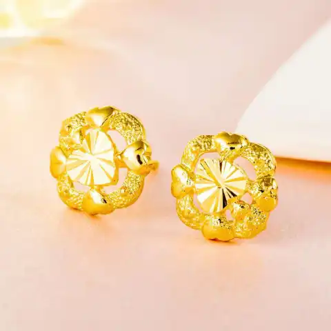 24K Gold Plated Earrings Euro Jewelry New Popular