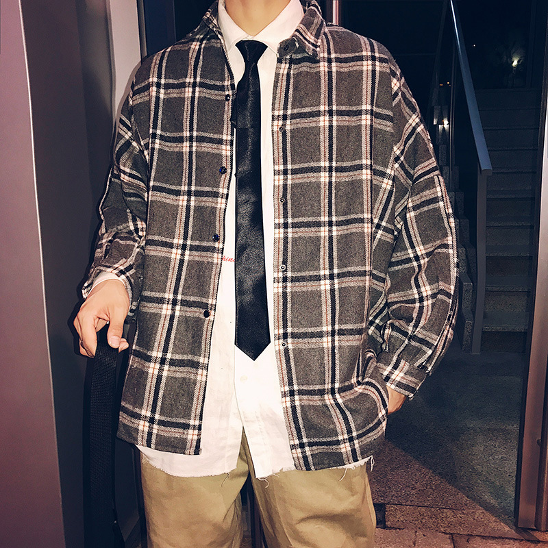 Hong Kong style Japanese plaid shirt