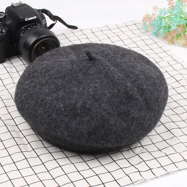 Autumn and winter new wool beret Dark Grey - Shop at LoveMi