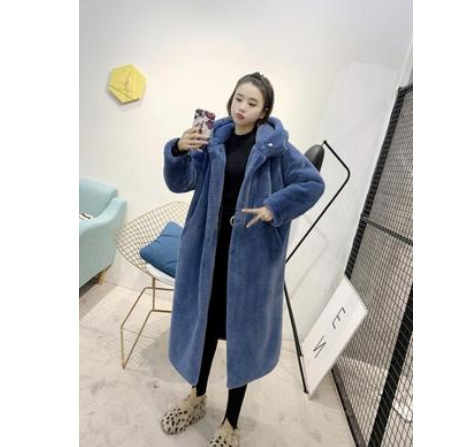 Faux fur mink women plush coat Blue - Shop at LoveMi