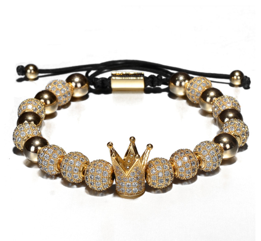 Men’s Crown Bracelet | King Charm Bracelet | Couple’s Matching Bracelet | Adjust