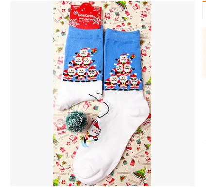 Old man elk snowman cotton women's socks - Stacked Old Man 2