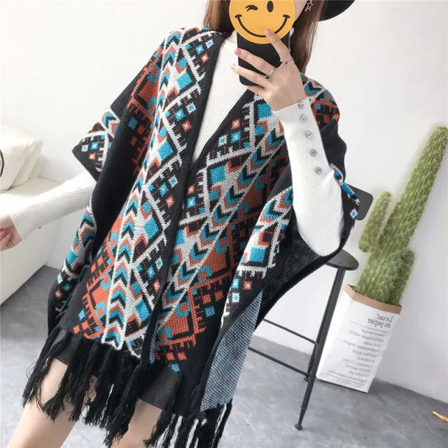 Bohemian National Wind Cloak Cape Coat Black - Shop at LoveMi