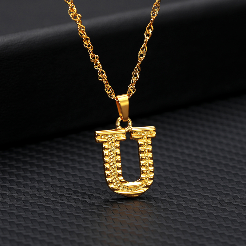 26 letters gold plated pendant necklace U - Shop at LoveMi