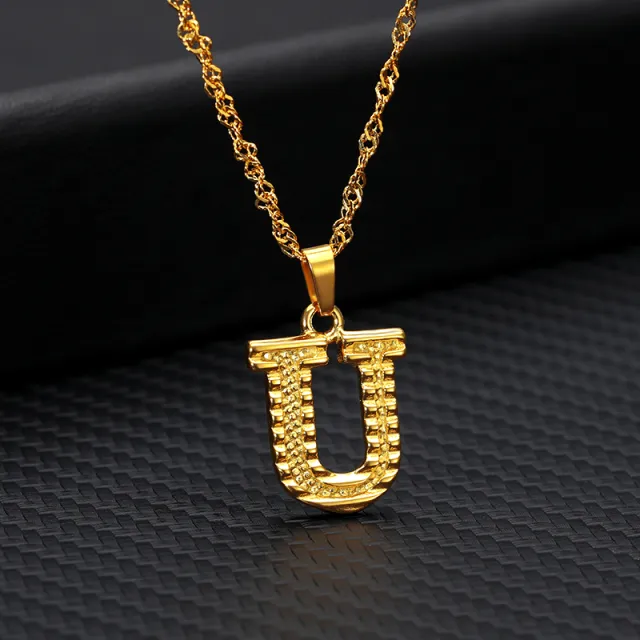 26 letters gold plated pendant necklace U - Shop at LoveMi