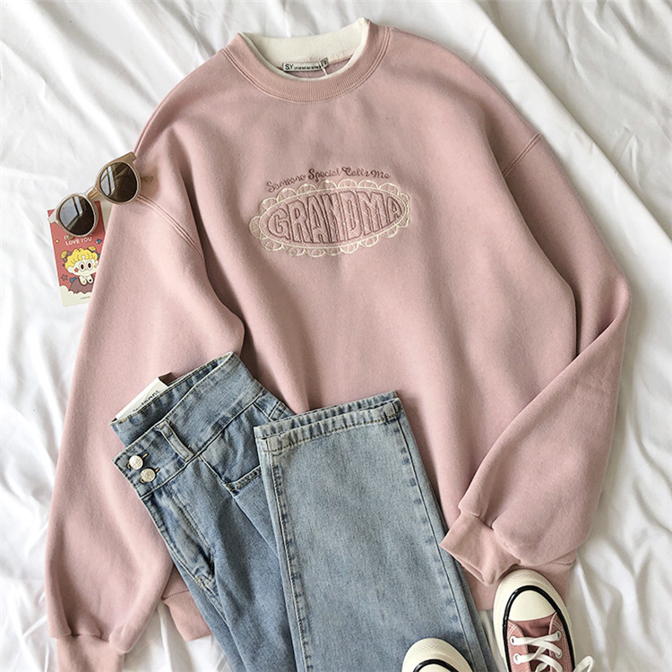 Warm crew neck pullover sweater