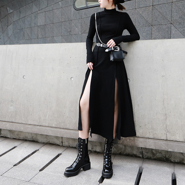 New style brushed cotton split dress