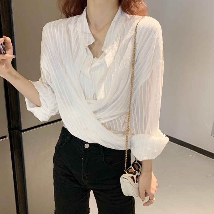 Ladies white striped shirt