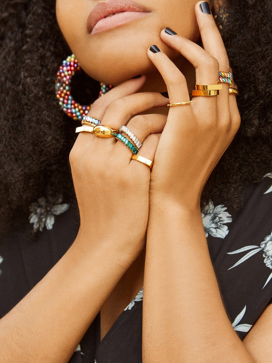 European and American Real Gold Large Glossy Ring