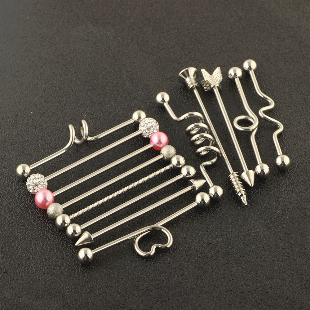 Industrial barbell ear studs