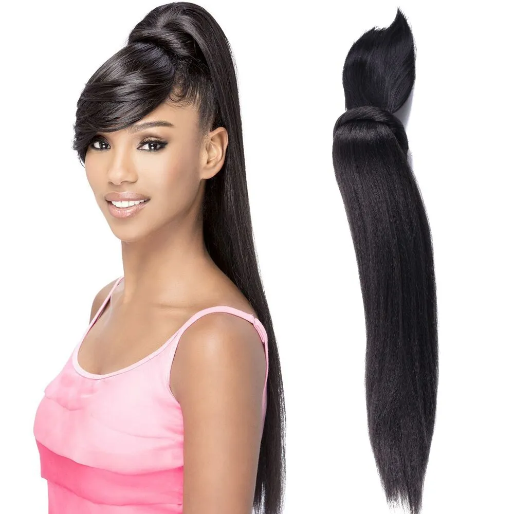 Women's chemical fiber bangs ponytail wig - Black