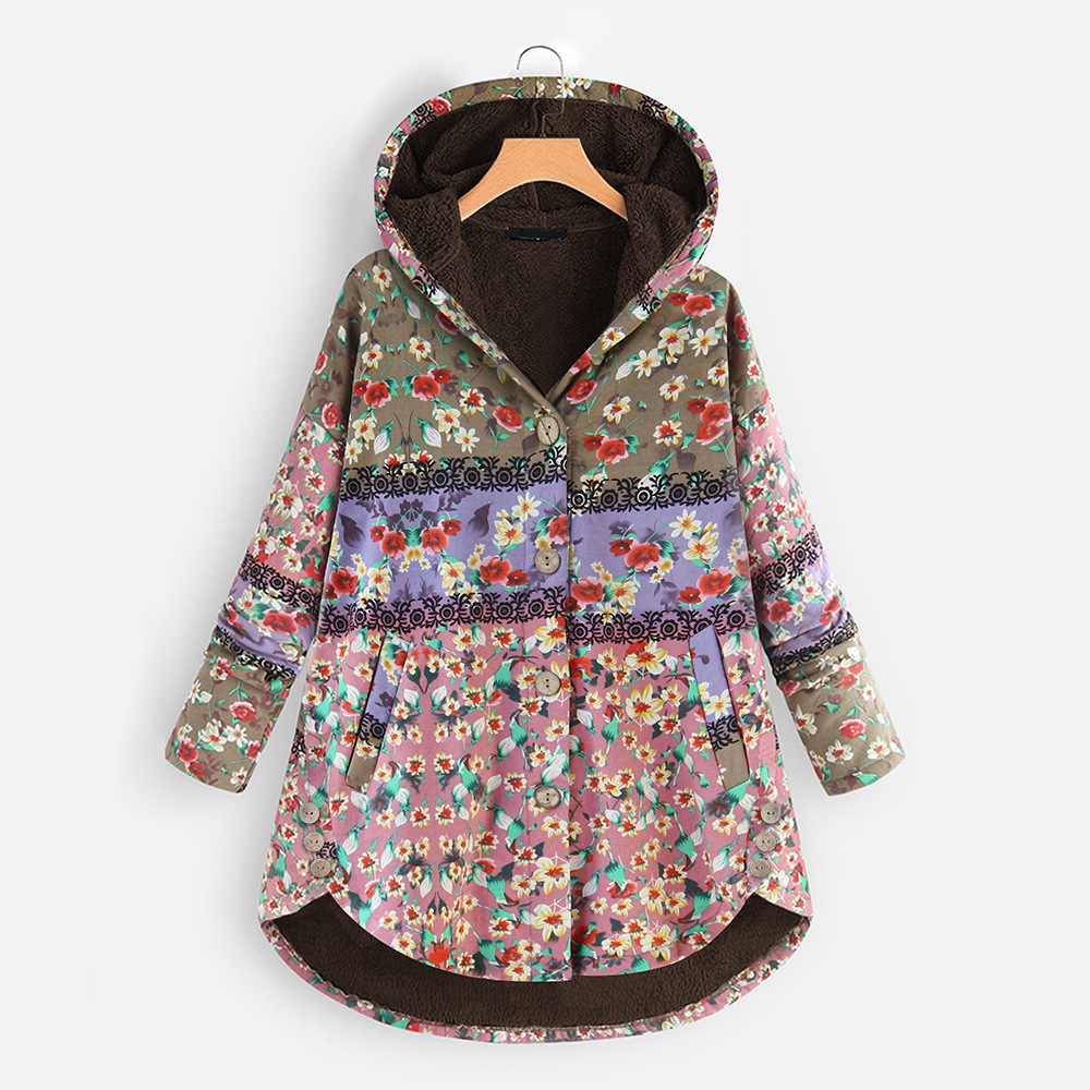 Warm linen cotton hooded Pink - Shop at LoveMi