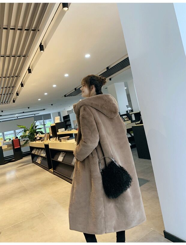 Faux fur mink women plush coat Camel - Shop at LoveMi